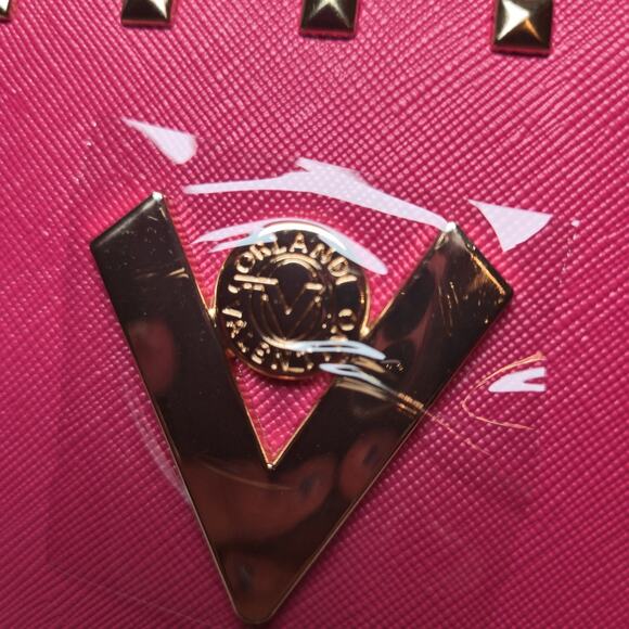 NWT Valentino Orlandi Pink Double Zip Cross body Camera Bag Logo Strap RV $159 - Picture 2 of 8